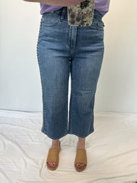 Judy Blue Braided High Waist Wide Cropped Jeans