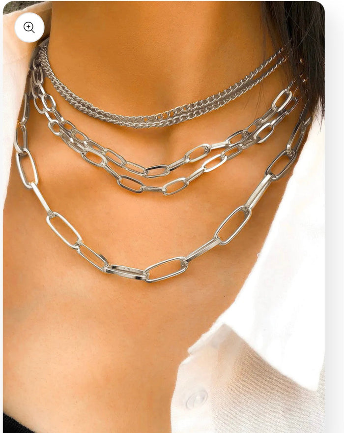 Silver Necklace Stack