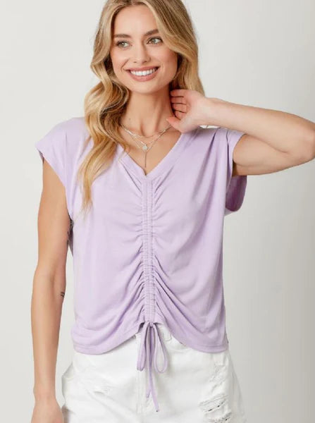 Kayleigh Rushed Top in Lavender