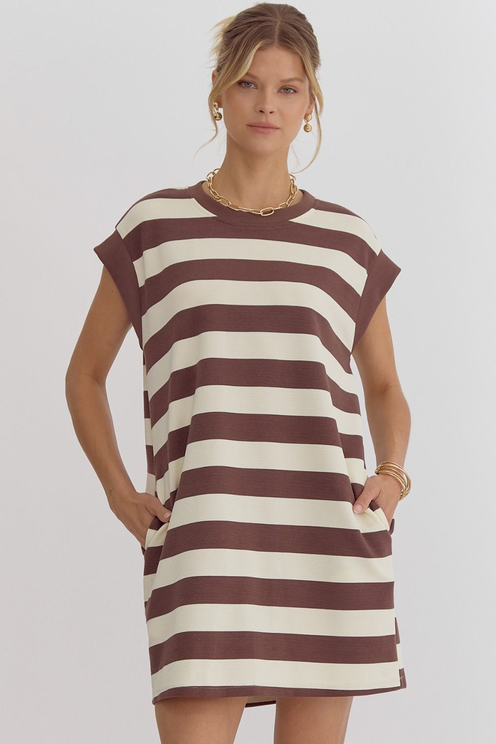 entro ribbed dress Entro - Ribbed Pocket Midi Dress