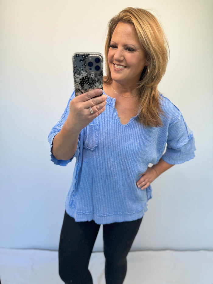 Sunday Comfort Knit Top in Periwinkle