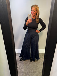 Palazzo Wide Leg Jeans in Dark Wash