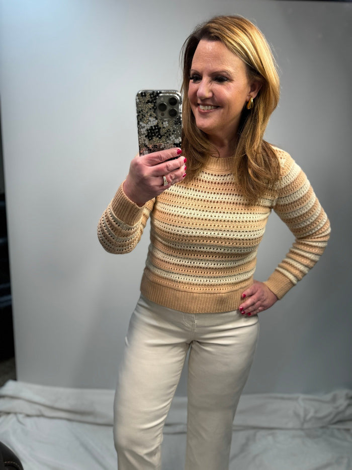 Quinn Lightweight Ribbed Sweater in Apricot