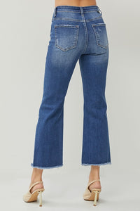 Risen High Rise Ankle Wide Straight Jeans in Dark Wash
