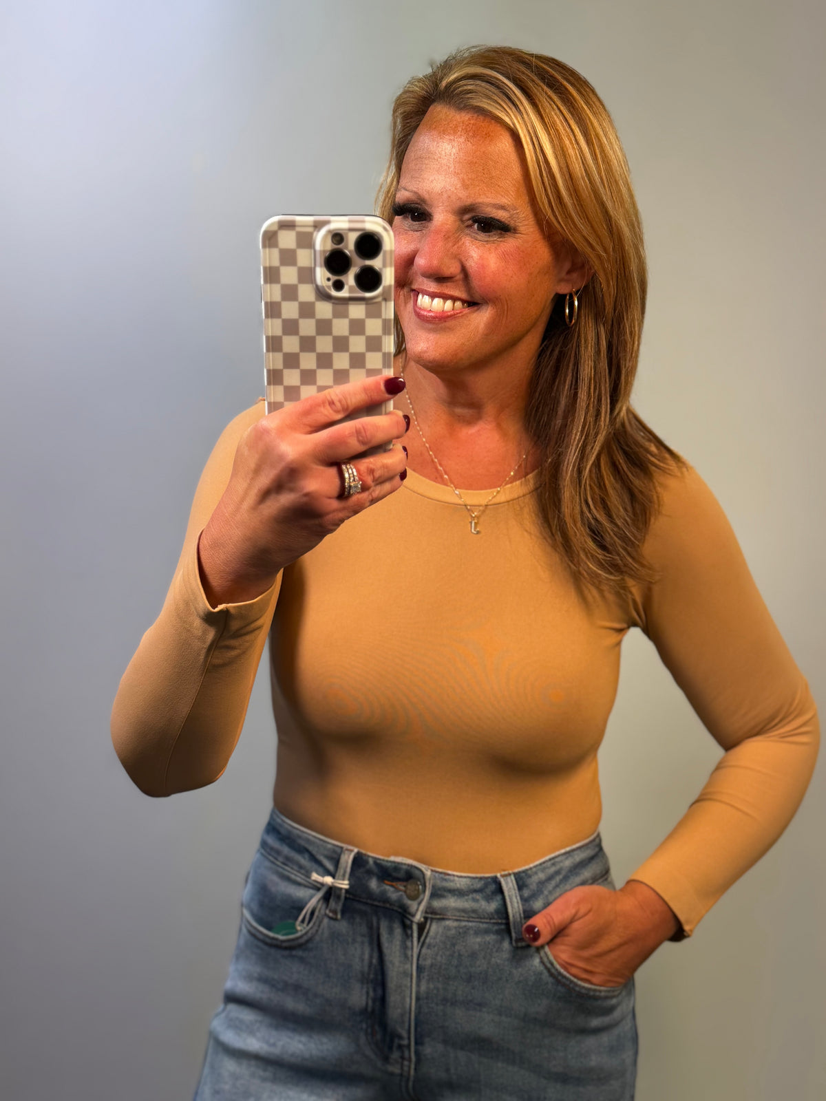 Seamless Essential Long Sleeve Top Cream Coffee