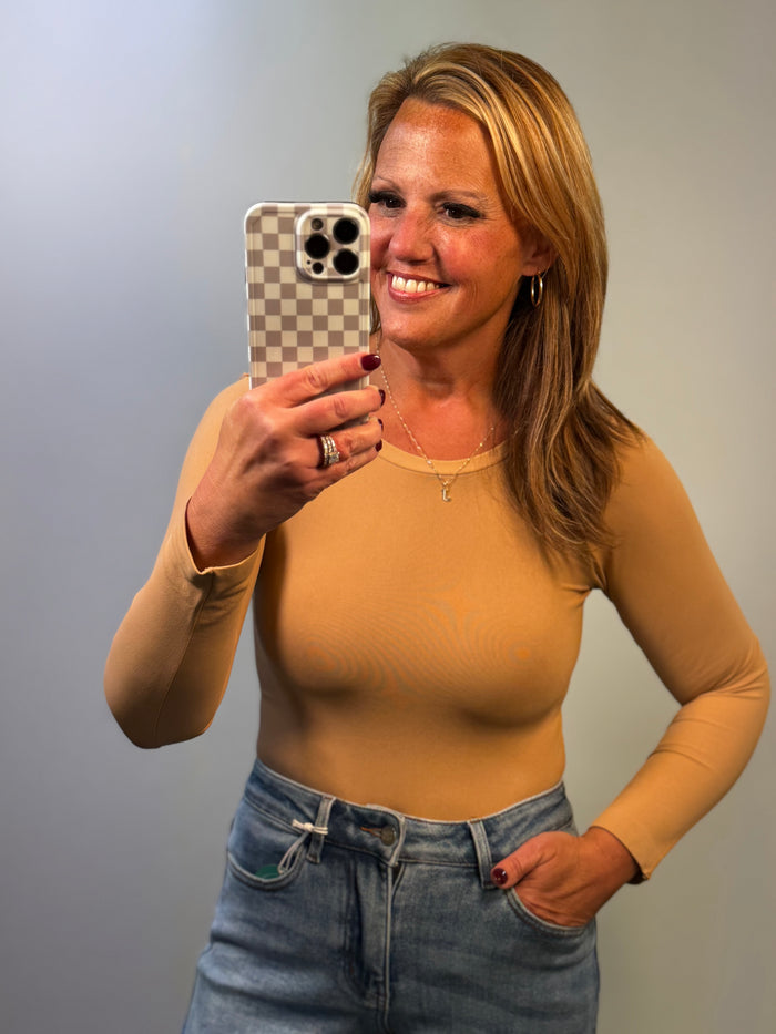 Seamless Essential Long Sleeve Top Cream Coffee
