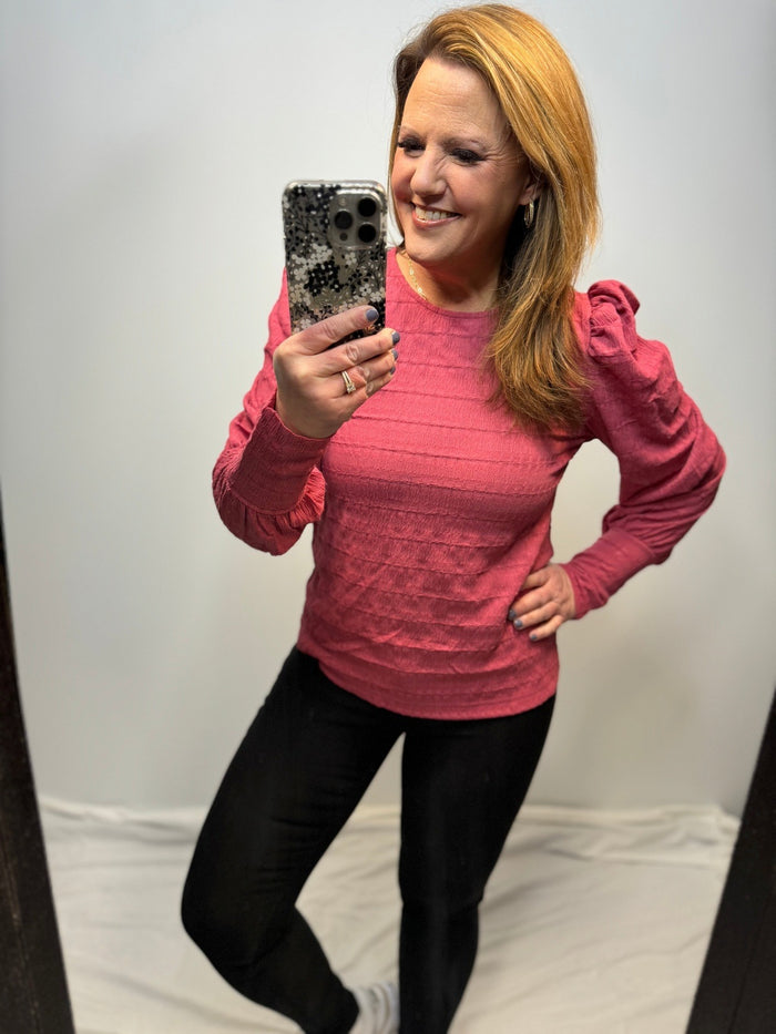 Gina Textured Top in Berry