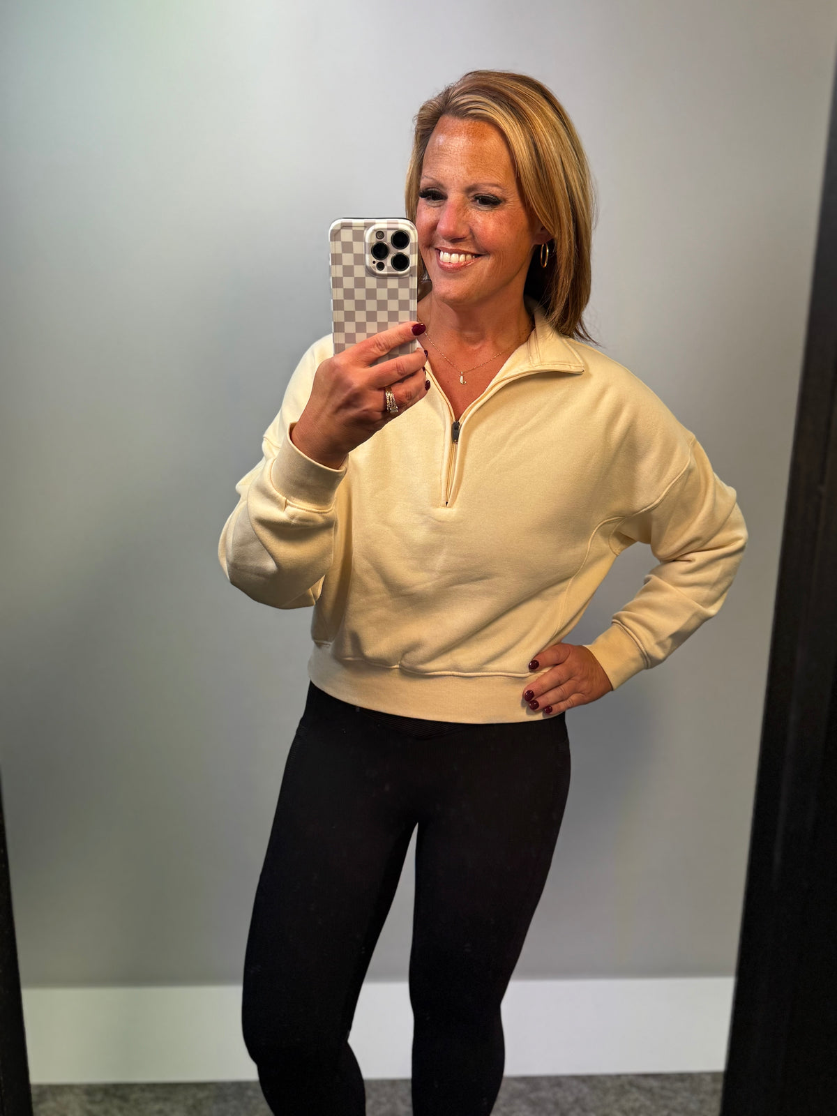 Half Zip Sweatshirt in Banana Cream