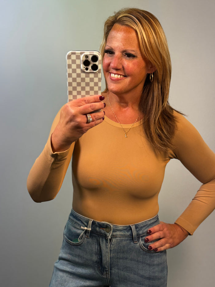 Seamless Essential Long Sleeve Top Cream Coffee