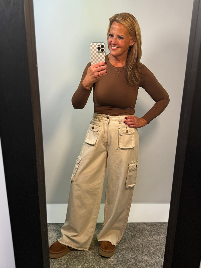 Monica Cargo Pants in Pale Almond
