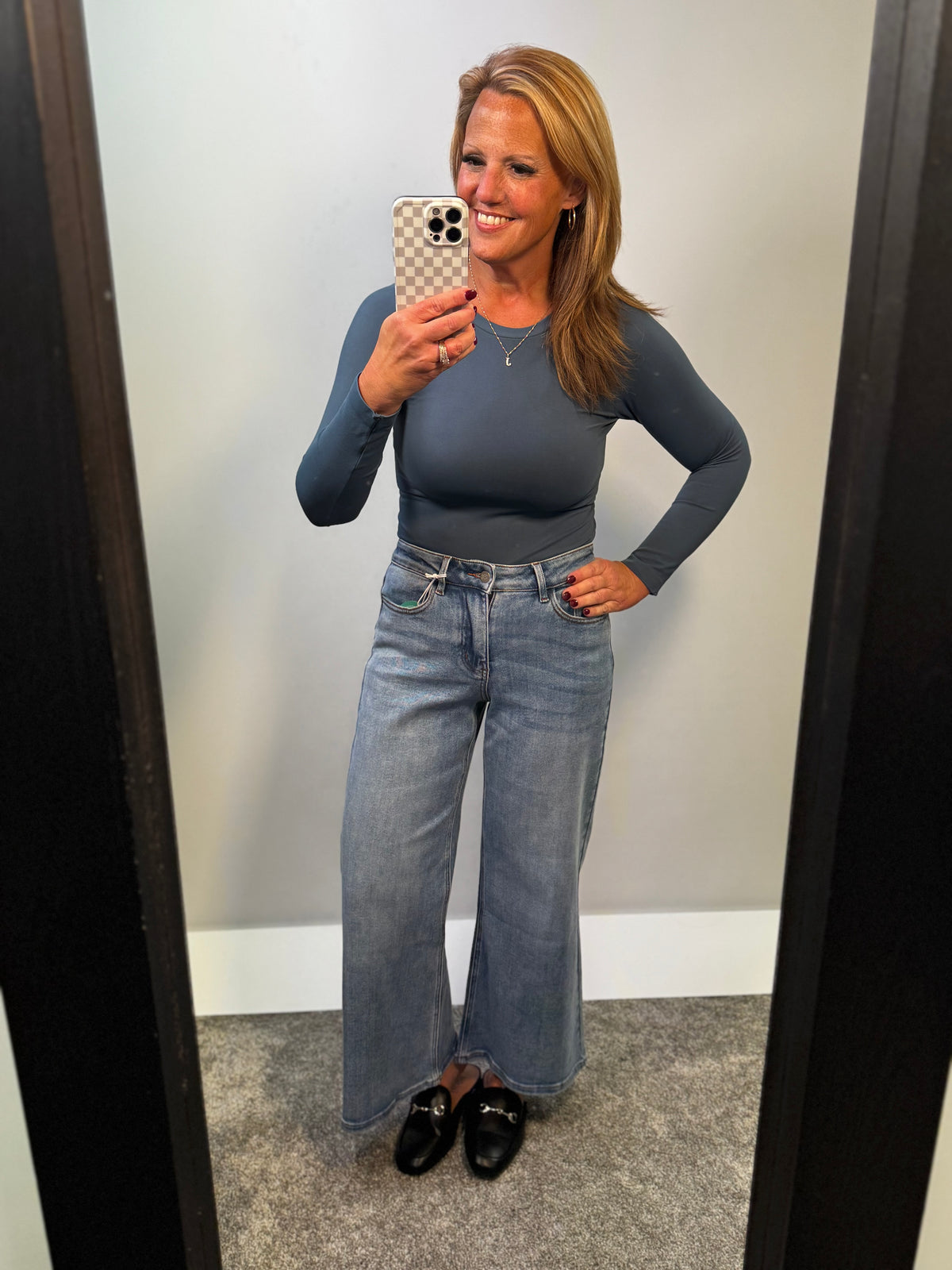 Seamless Essential Long Sleeve Top Denim Blue