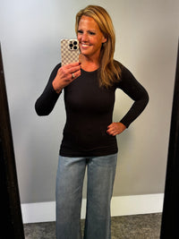 Seamless Essential Long Sleeve Top Black
