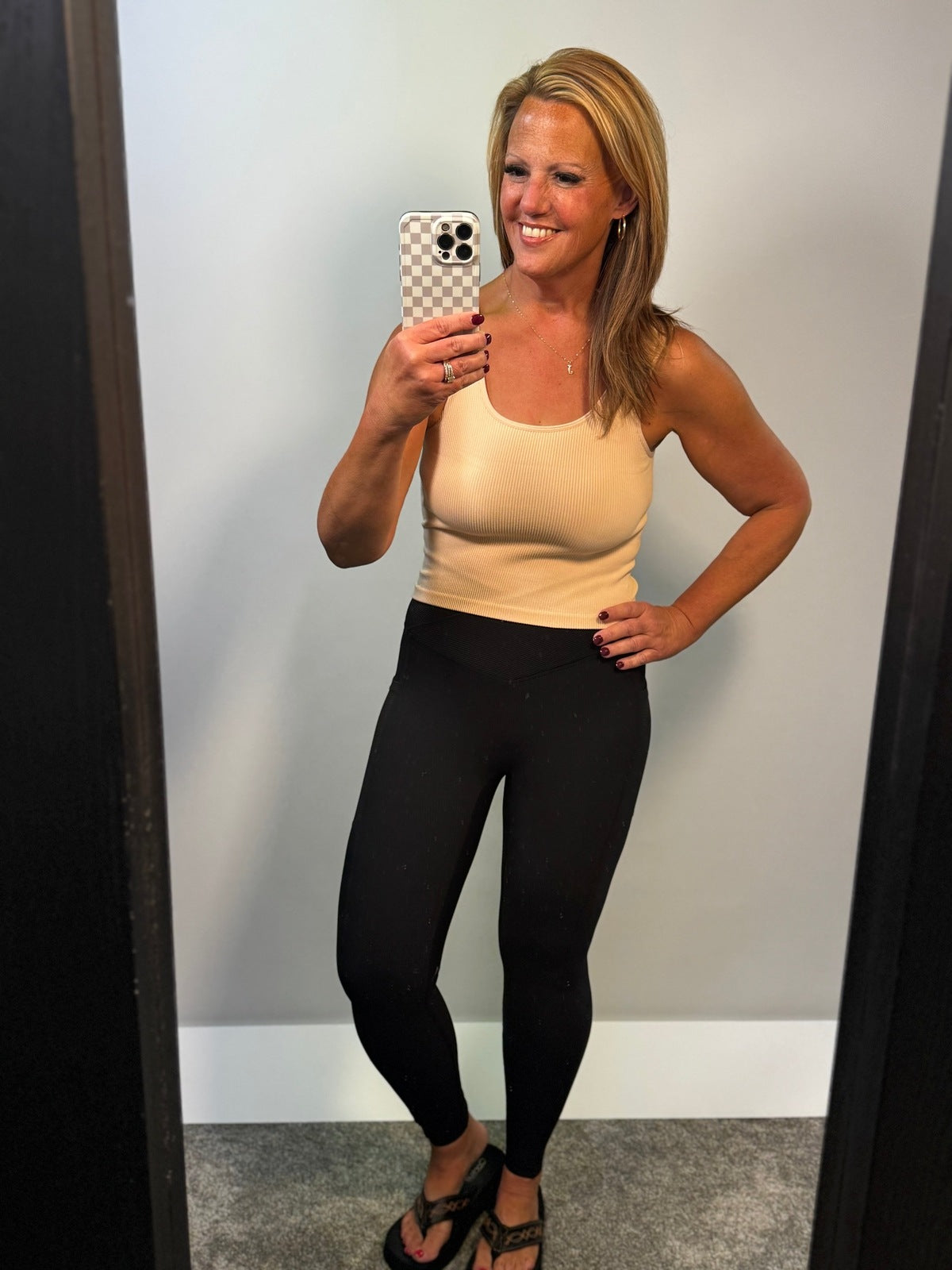 Seamless Reversible Tank in Vanilla Cream Pale Blush