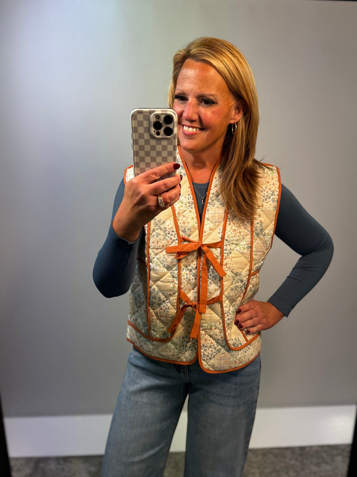 Sasha Quilted Floral Print Vest