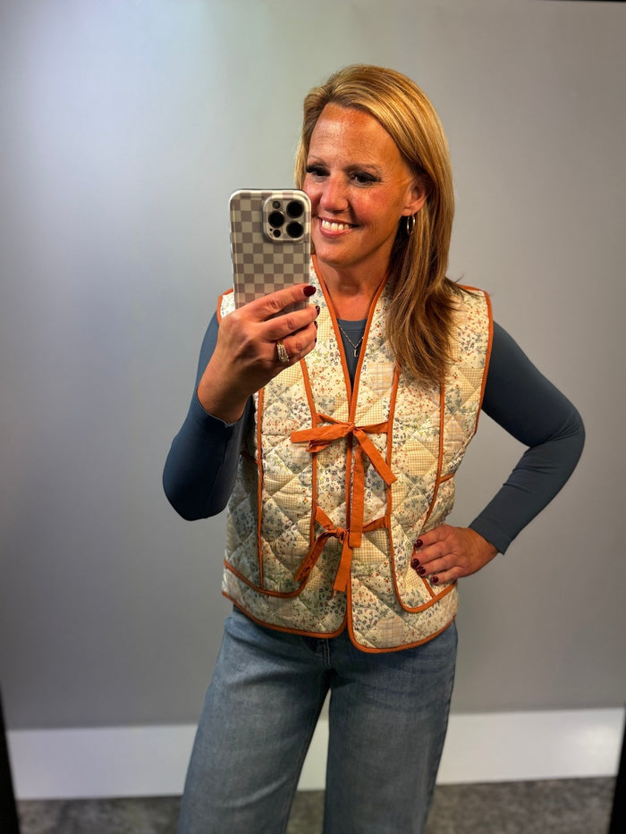 Sasha Quilted Floral Print Vest