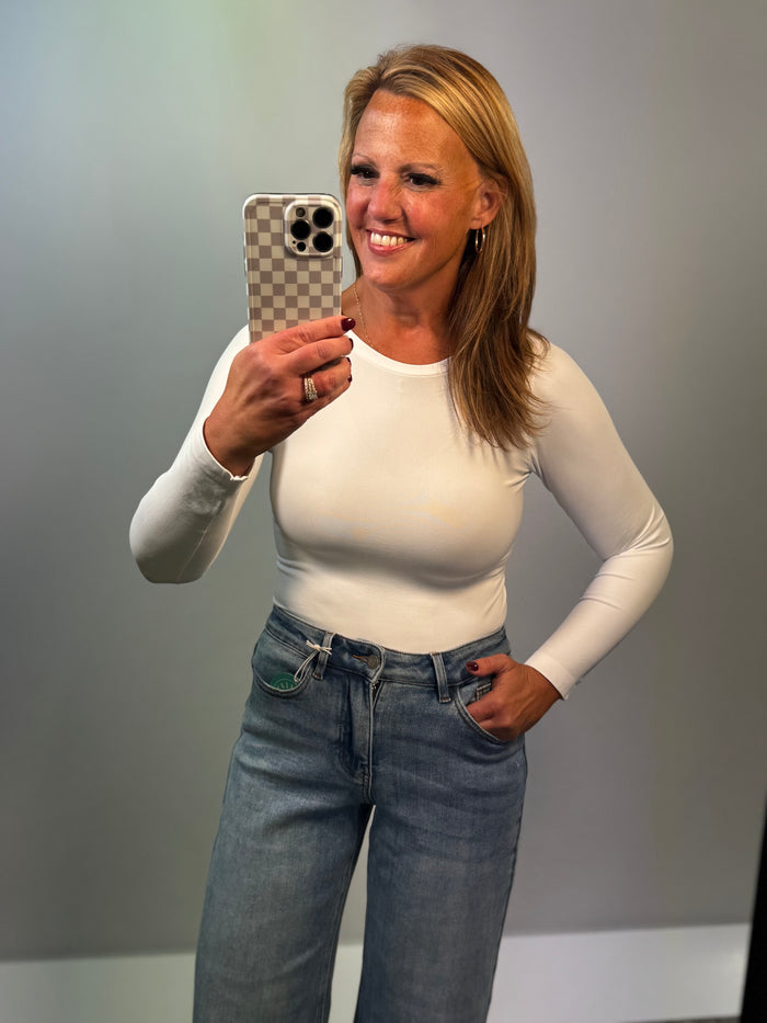 Seamless Essential Long Sleeve Top White