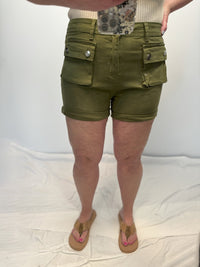 Heidi Hyperstretch Denim Shorts in Olive