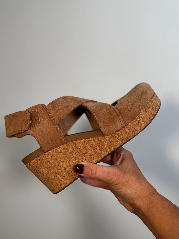 Corkys Case Closed in Camel Faux Suede