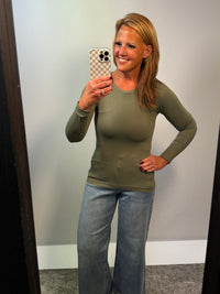 Seamless Essential Long Sleeve Top Smoky Olive