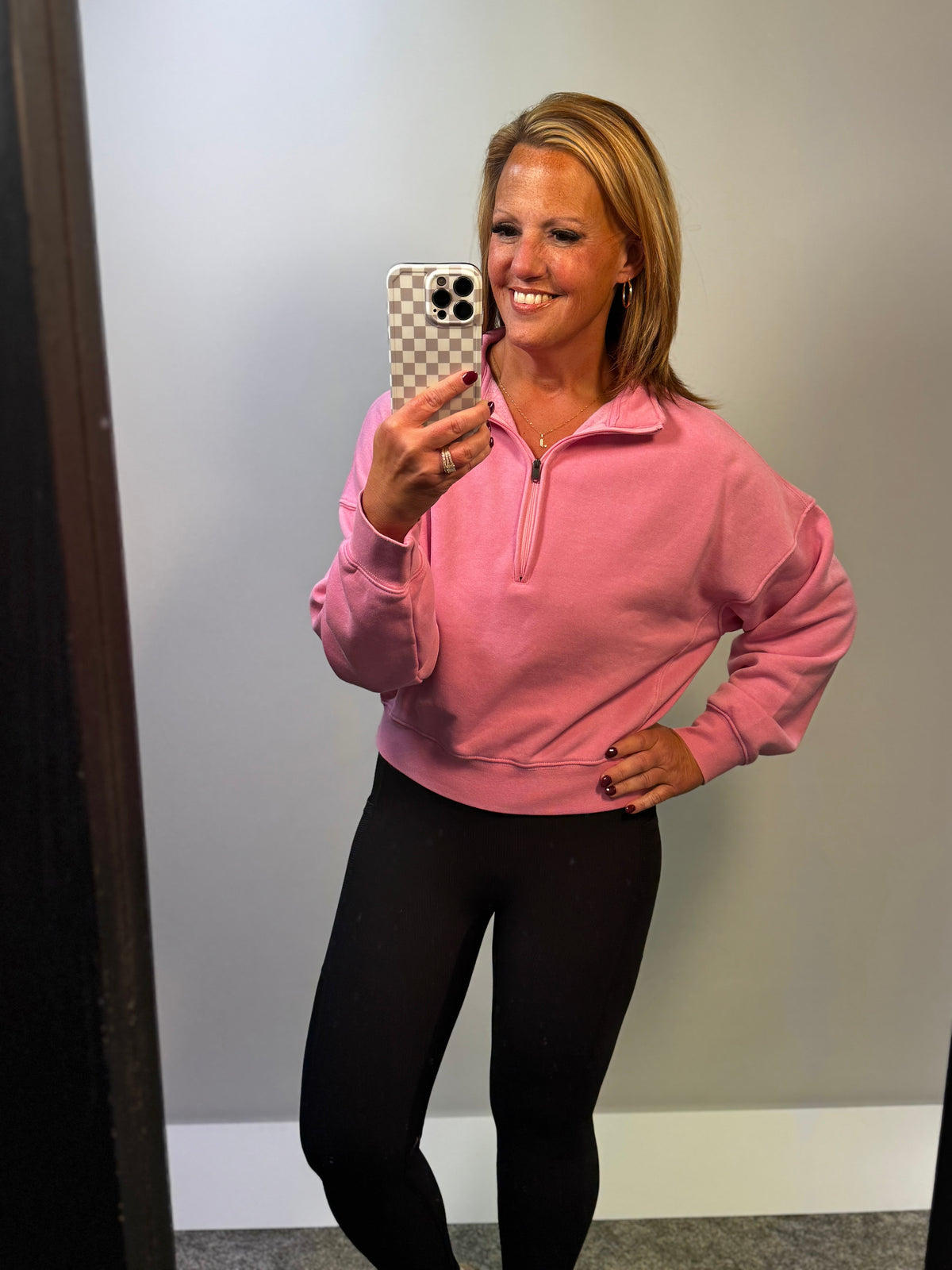 Half Zip Sweatshirt in Strawberry Smoothie