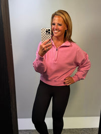 Half Zip Sweatshirt in Strawberry Smoothie
