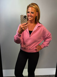 Half Zip Sweatshirt in Strawberry Smoothie