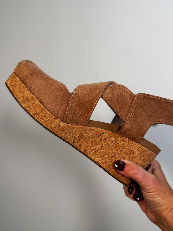 Corkys Case Closed in Camel Faux Suede