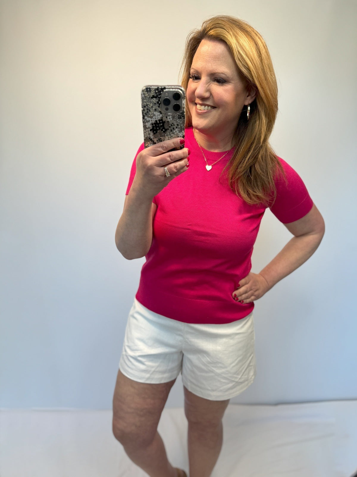Daisy Short Sleeve Raglan Sweater in Dark Fuchsia