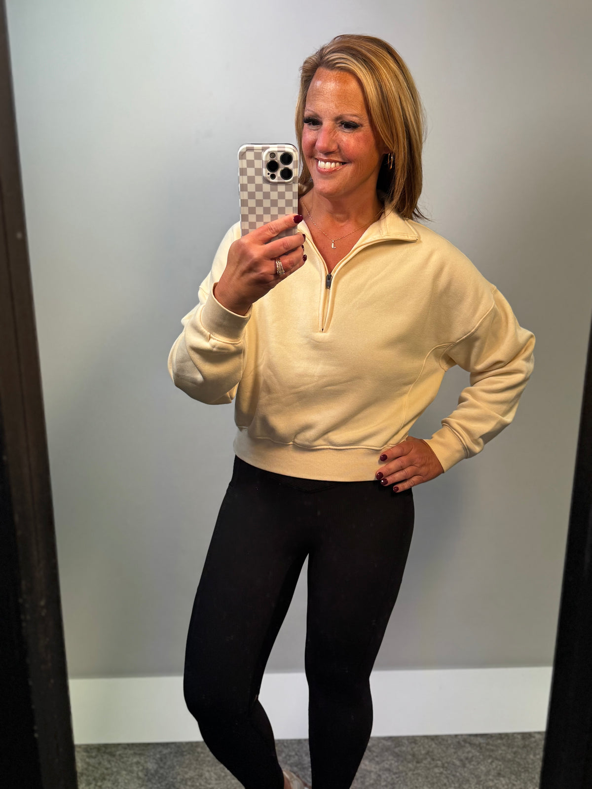 Half Zip Sweatshirt in Banana Cream