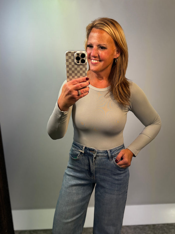 Seamless Essential Long Sleeve Top Grey