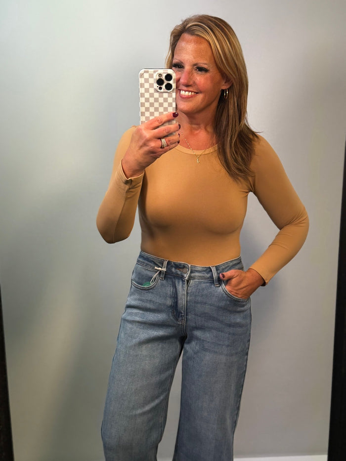 Seamless Essential Long Sleeve Top Cream Coffee