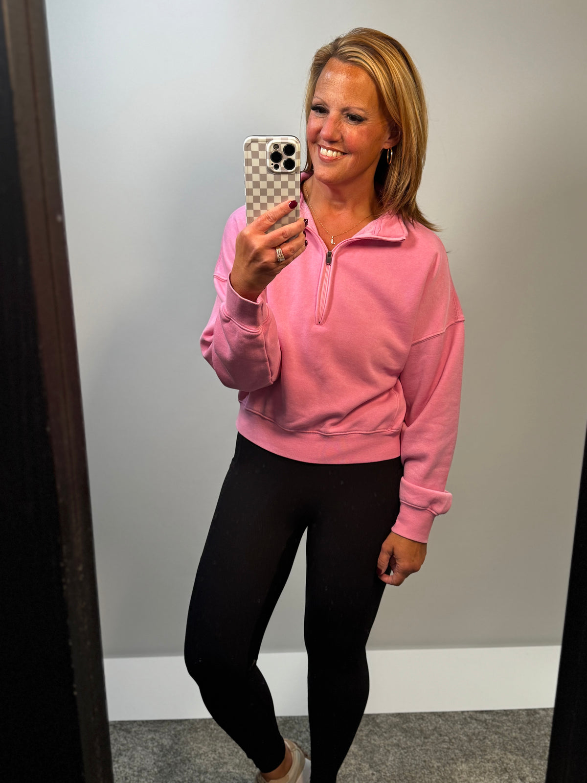 Half Zip Sweatshirt in Strawberry Smoothie