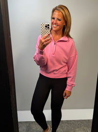Half Zip Sweatshirt in Strawberry Smoothie
