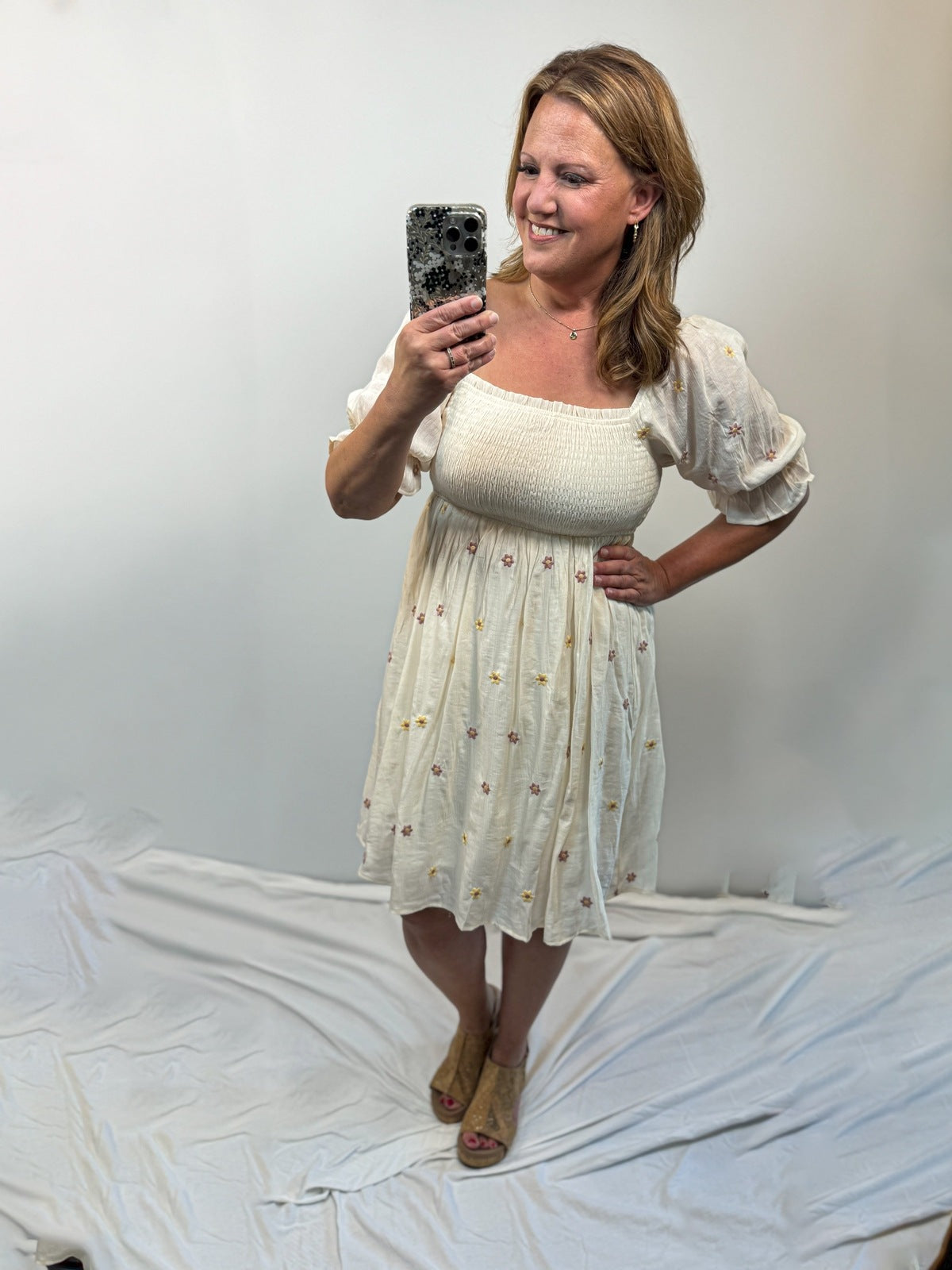 Carmella Embroidered Daisy Dress in Cream TAG Online Boutique Carmella Embroidered Daisy Dress in Cream TAG Online Boutique