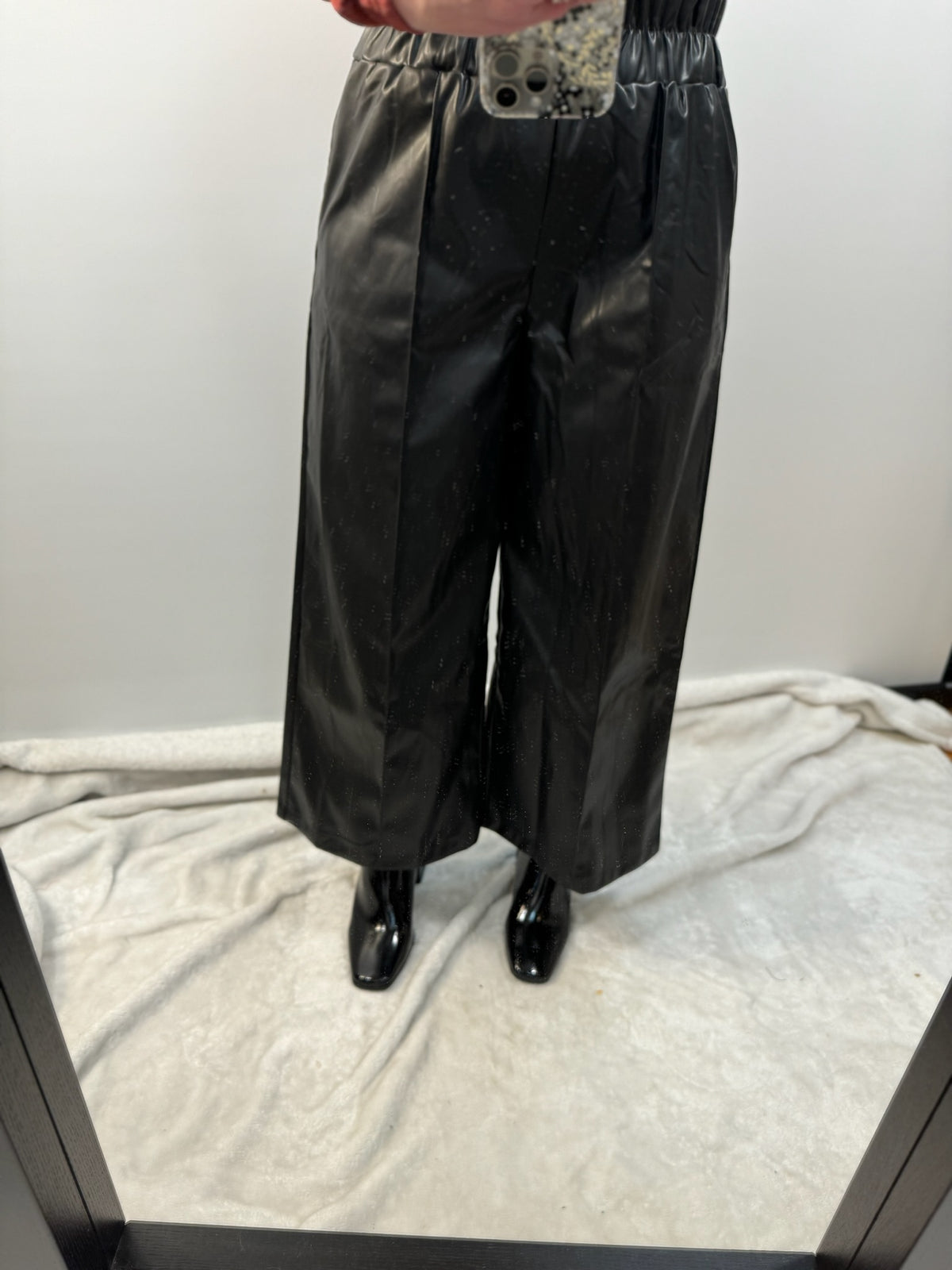 Tate Faux Leather Pants in Black