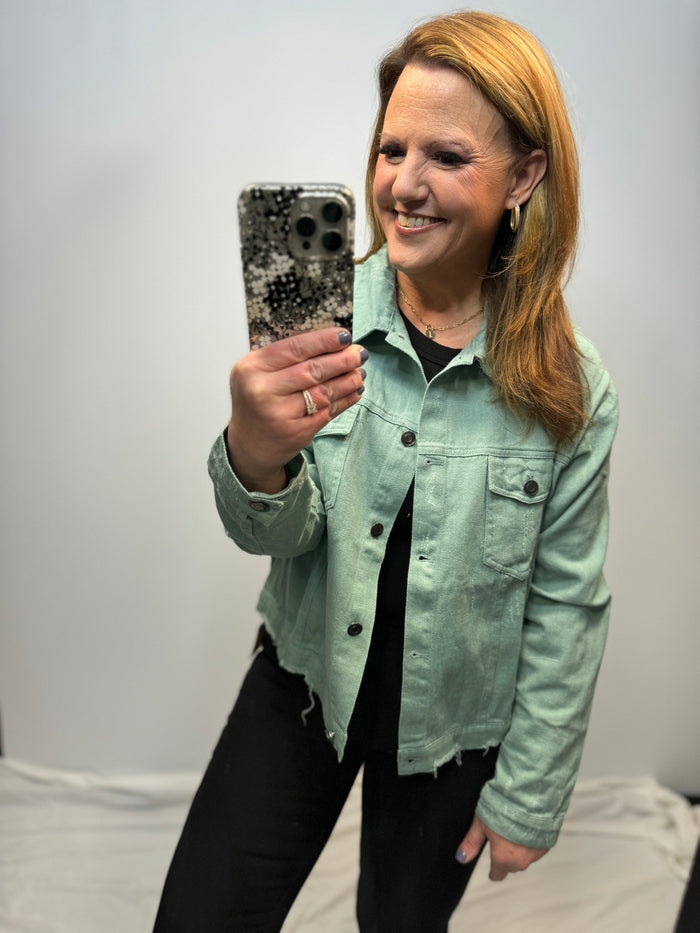 Joey Mineral Wash Jacket in Sage