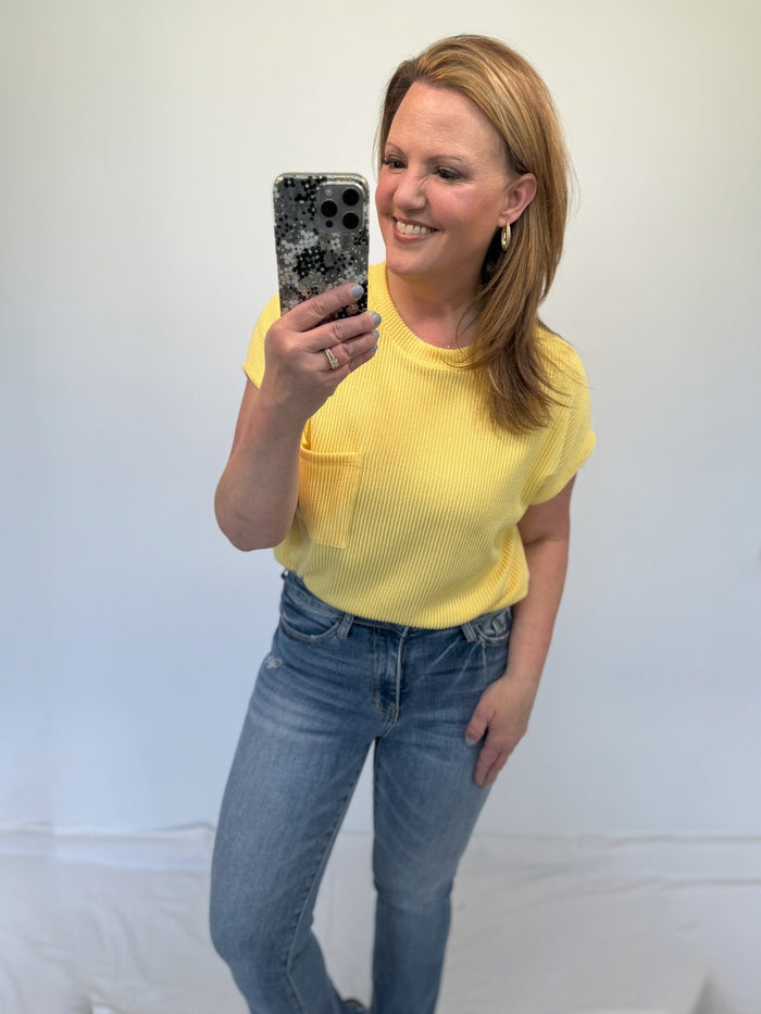 Vera Ribbed Top in Yellow