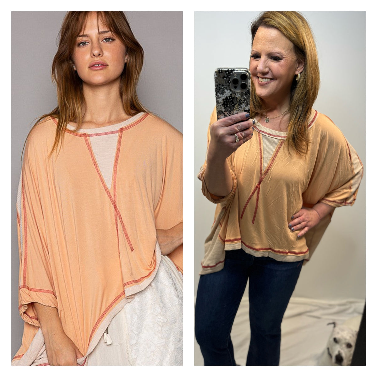 The Stephanie Oversized Top in Apricot