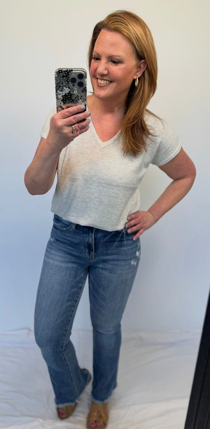 Calista Lightweight Short Sleeve Sweater in Oatmeal