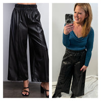 Tate Faux Leather Pants in Black