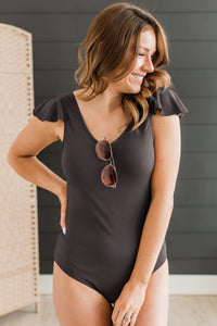 Beachside Bliss Ribbed One-Piece Swimsuit in Black