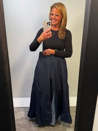 Palazzo Wide Leg Jeans in Dark Wash