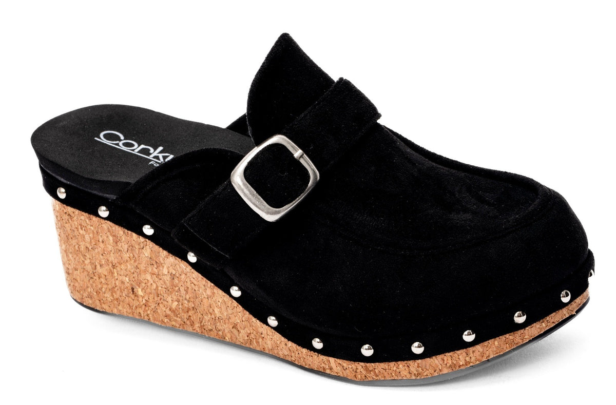 Corkys Just Precious in Black Faux Suede