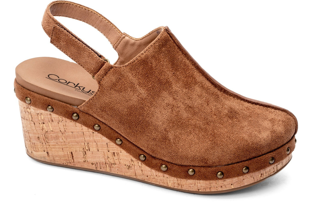 Corkys Make Em Blush in Tobacco Faux Suede
