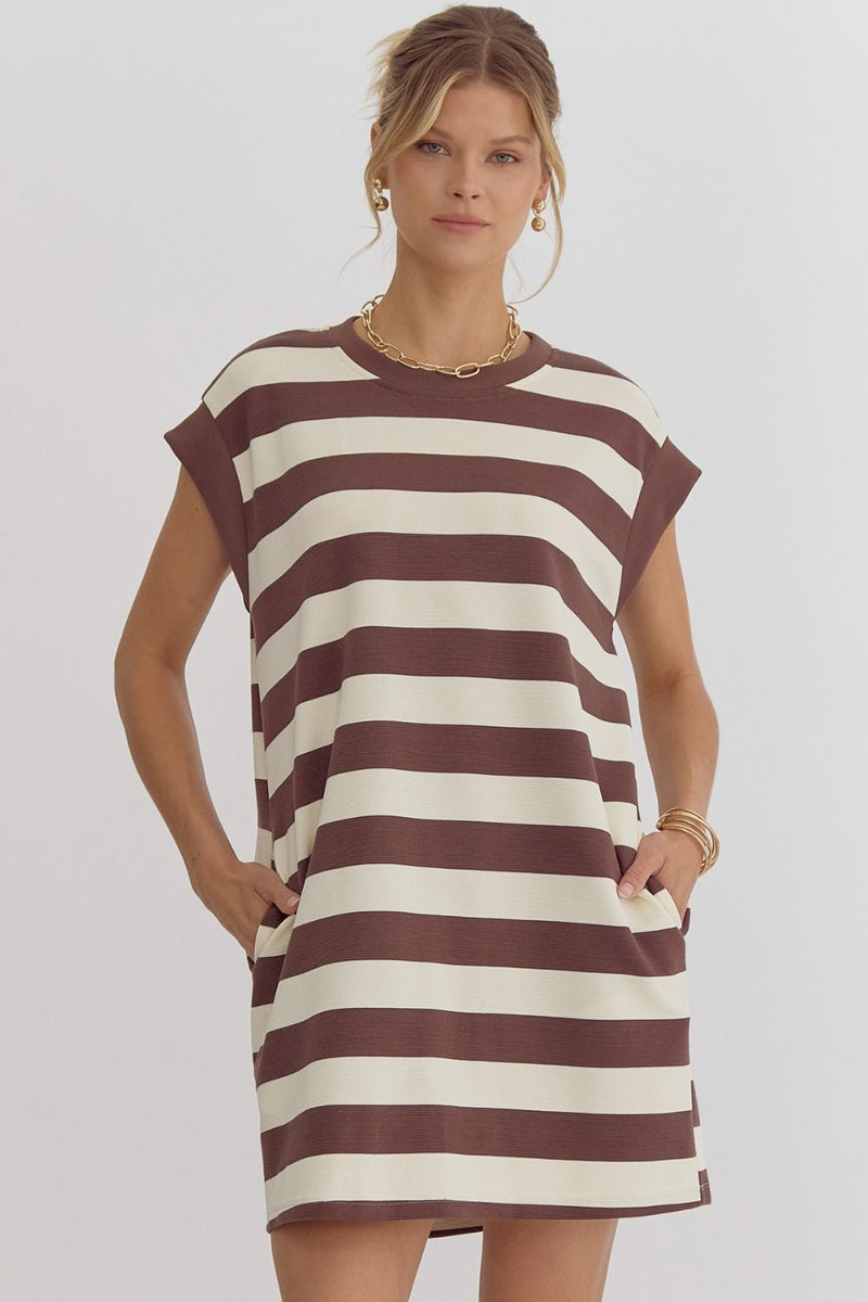 Charley Striped Knit Dress in Light Mocha TAG Online Boutique Charley Striped Knit Dress in Light Mocha TAG Online Boutique