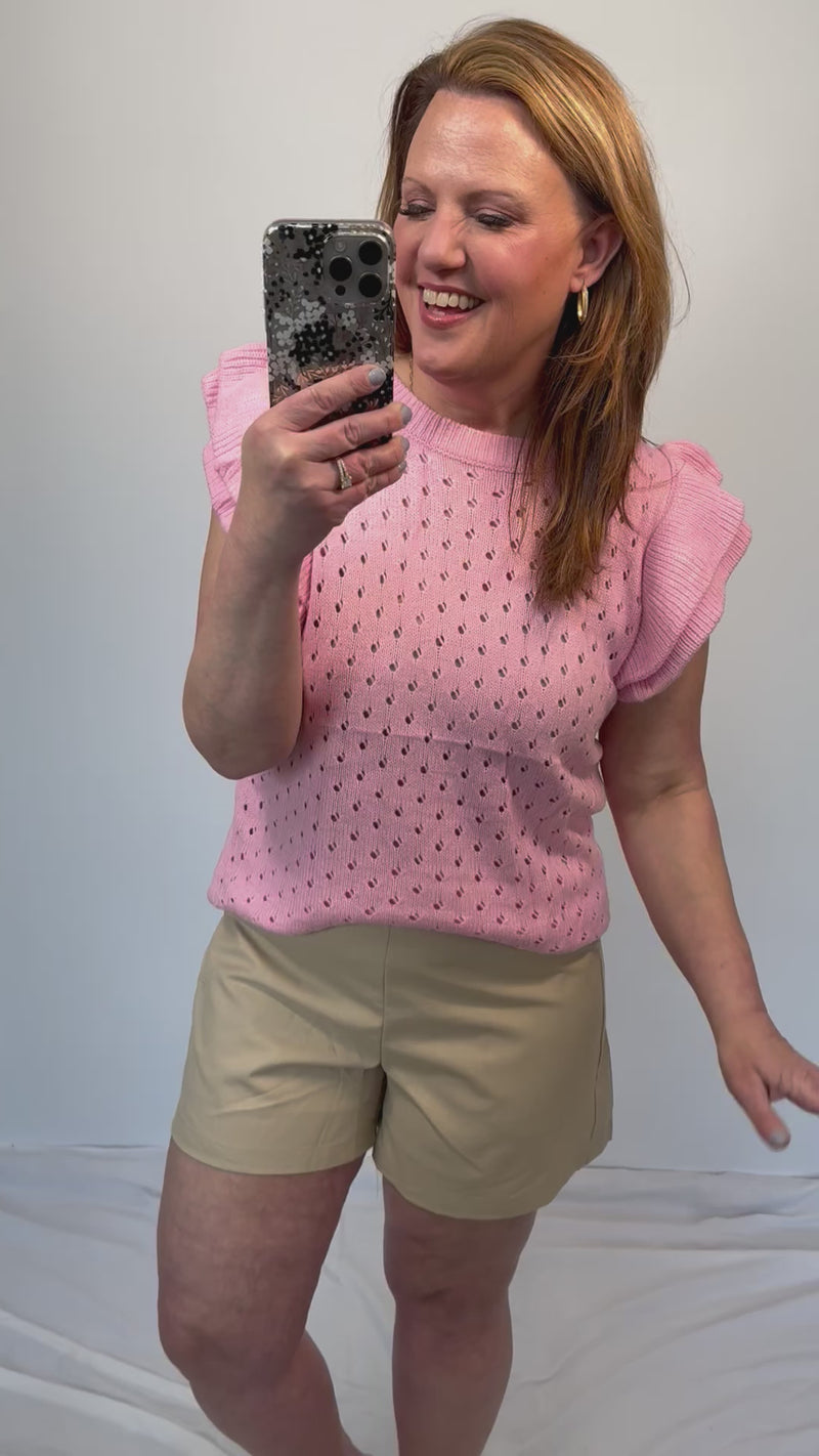 Casey Ruffle Sleeve Sweater in Pink