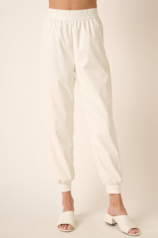 Whispering White Faux Leather Pants